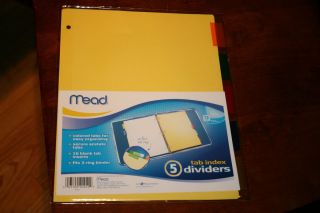 Mead 5 Tab Index Dividers Colored Tab Fits 3 Ring Binders L K