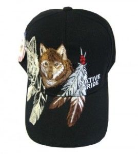 Native Pride American Indian Wolf Feather Hat Cap