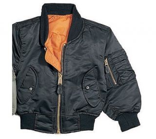 Boys Kids MA 1 Flight Jacket XS XL Avail Black Reversible Orange