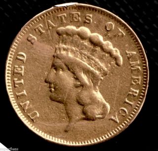 1856 s $3 Gold Indian Princess $3 Dollar Coin