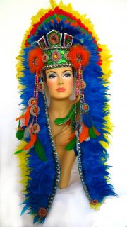 Rainbow Gay Fride Indian Diva Feather Cabaret Headdress