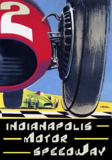 Indianapolis Motor Speedway Race Car Art Deco Style Poster Repo Free s