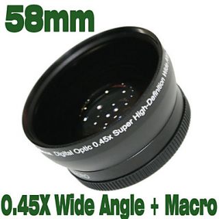 Professional 58mm 0.45X Super Wide Angle +Macro Conversion Lens for