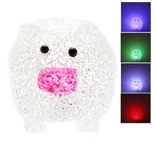 Neuheit Piggy Stil Colorful Light Crystal LED Nachtlicht Lampe (3xLR44
