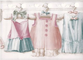Baby Girls Dresses on Hangers Wall Border BK2141B
