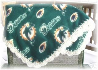 Personalized Fleece Baby Blanket Miami Dolphins Football NFL