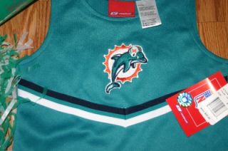 Miami Dolphins Cheerleader Costume 5pcs 4 Pom Poms Bow