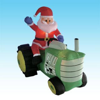 Inflatable Santa Claus Driving Tractor Car NEW Christmas Yard Blowup