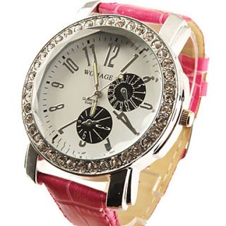 USD $ 8.49   Big Dial PU Leather Band Crystal Characteristic Women
