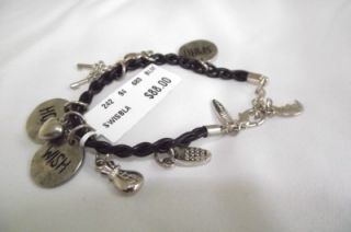  Brazil Inspirational Wish Bracelet Black Silver Charms $88