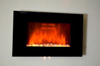 GV Tempered Glass Panel Electric Fireplace Heater 1500W Heater Flame