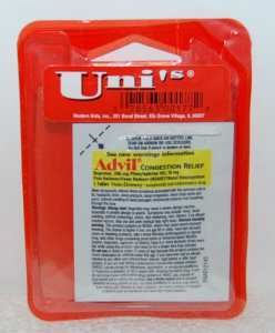 Unis Packaging 3 Travel Size Pack Advil Congestion Relief Non Drowsy
