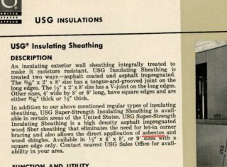 USG United States Gypsum Asbestos Board Catalog 1961