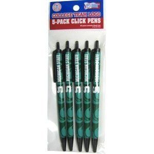  State Spartans Team Logo 5 Pack Click Black Ink Pens Brand New