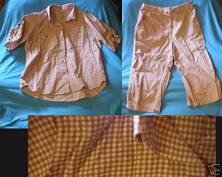 White Stag Gingham Button Top Capri Outfit Misses Large