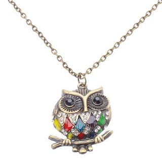 EUR € 3.58   Colorful Vintage Owl Necklace, livraison gratuite pour