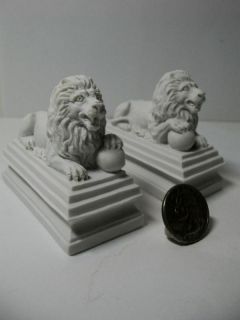  3942 cast resin entry way lions unfinish paint ready 2 pc 2 1 2 high