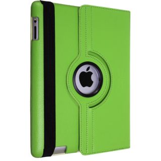 New iPad2 360 Multi Angel PU Leather Green Case with Screen Protector
