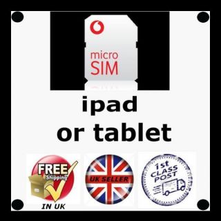  Micro Data Only Sim for iPad and Tablets Pay as You Go 3G Surf