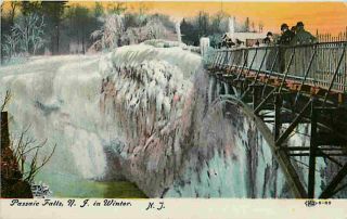  New Jersey NJ 1908 Passaic Falls in Winter Vintage Postcard