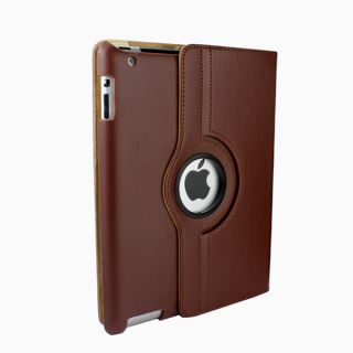 For New iPad3 iPad2 Cover with 360 Rotating Leather Case Swivel Stand