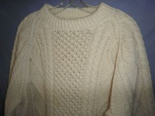 Vtg Irish Fisherman Wool Sweater Barnas Mor Aran Handknit Donegal