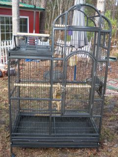 Large Black Vein Iron Birdcage Bird Cage Metal 69x42x26 5 Parrot