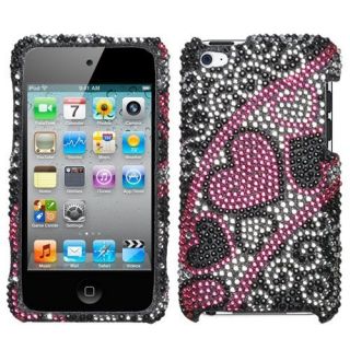 Pink Hearts Bling Rhinestone Case iPod Touch 4th Gen