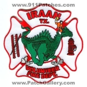 Iraan Volunteer Fire Department Dept FD Rescue Dragon Patch Texas TX