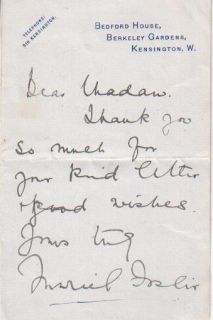 Muriel Foster Autographed Handwritten Note English Contralto D 37