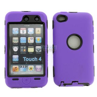 Deluxe Purple 3Piece Hard Case Cover Skin for iPod Touch 4 4G 4th Gen