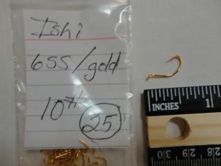 Lot of 25 Gypsy Lure Gold Ishi Hooks Size 10 655 New