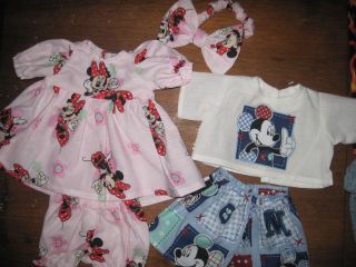 MICKEY MINNIE MOUSE DOLL CLOTHES FIT BITTY BABY TWINS HOMESEWN 5 PIECE