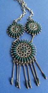 Octavius & Irma Seowtewa Needlepoint Turquoise Sterling Necklace No