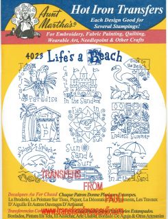 Lifes A Beach Aunt Marthas Hot Iron Embroidery Transfers