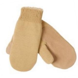 Isotoner Womens Tan Knit Mittens with Microluxe Lining