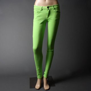Lime Green Color Skinny Stretch Denim Pants Jeans Size 11