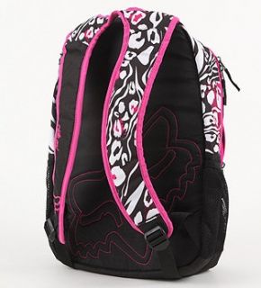 New Fox Racing Hot Pink Zebra Backpack Laptop Bag Purse