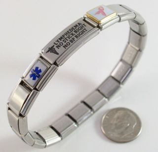 Lymphedema Medical ID Alert Italian Charm Bracelet Awareness