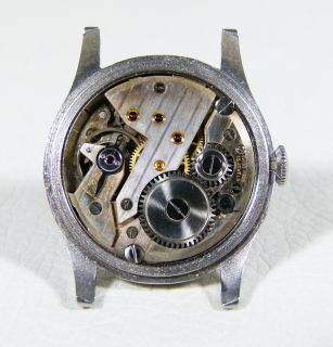 1930 Art Deco Mens Swiss Wrist Watch Ernest Borel 15J SS Case Silver