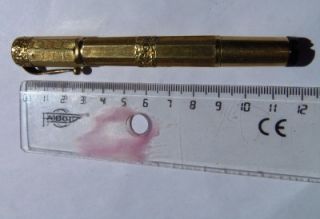 RARE Vintage Italian 18kt Gold Omega Safety Fountain Pen c1900S
