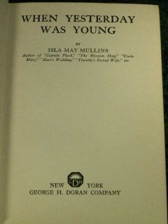 1926 ISLA MAY MULLINS signed 1st ed. WHEN YESTERDAY WAS YOUNG Baptist