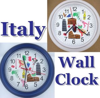 Italy Wall Clock Italian Rome Pisa Colloseum Venice New