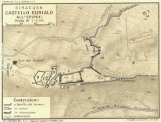 Italy Siracusa Castello Eurialo All Epipoli 1925 Map