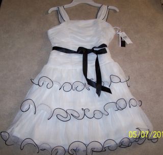 Girl 14 Dress New IZ Amy Byer Ret $58 Off White Black Ruffle Edition