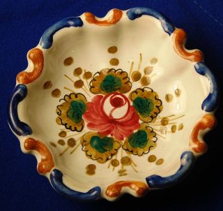 Hand Painted Deruta Italy Italian Pottery Rose Flower Petite Dish