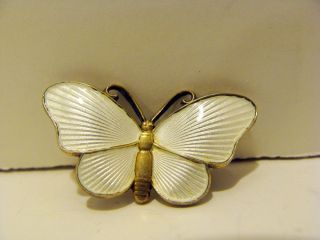 Ivar T Holth Norway Sterling Silver Enameled Butterfly Pin Brooch