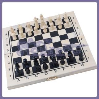 Ivory Blk Travel Wooden Chess Set in Foldable Board Box