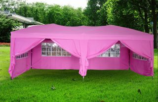 10x20 ft EZ Pop Up 4 Walls Canopy Party Tent Gazebo Heavy Duty Pink