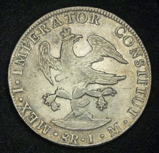 1822 Mexico Emperor Agustin Iturbide Large Silver 8 Reales Coin